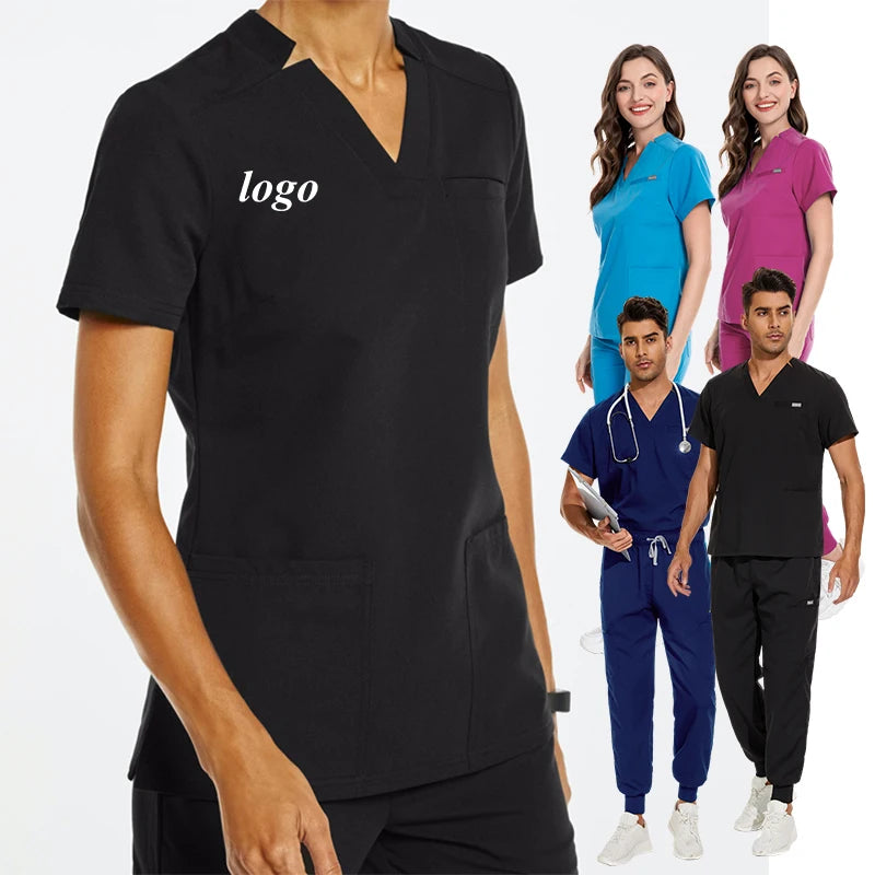 2024 Niaahinn Comfortable and Breathable Women Men's Hospital Nurses Set Custom Wholesale Jogging Style Scrub Uniforms Set