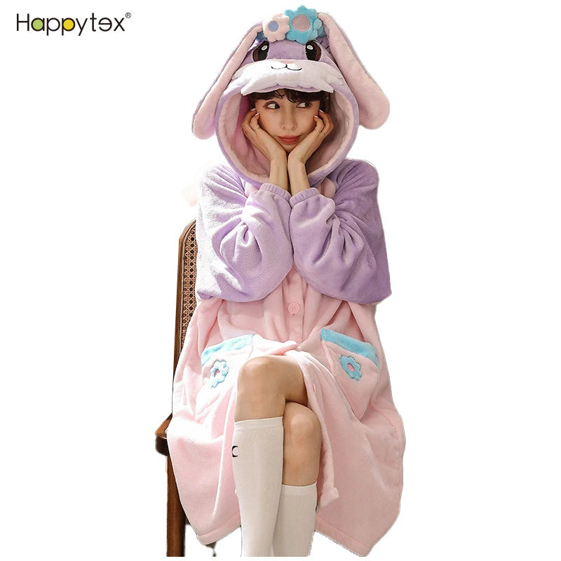 2022 New Design Thick Women Night Robe Custom Fluffy Flannel Coral Fleece Robes Women Dress With Cheap Price Cute Design