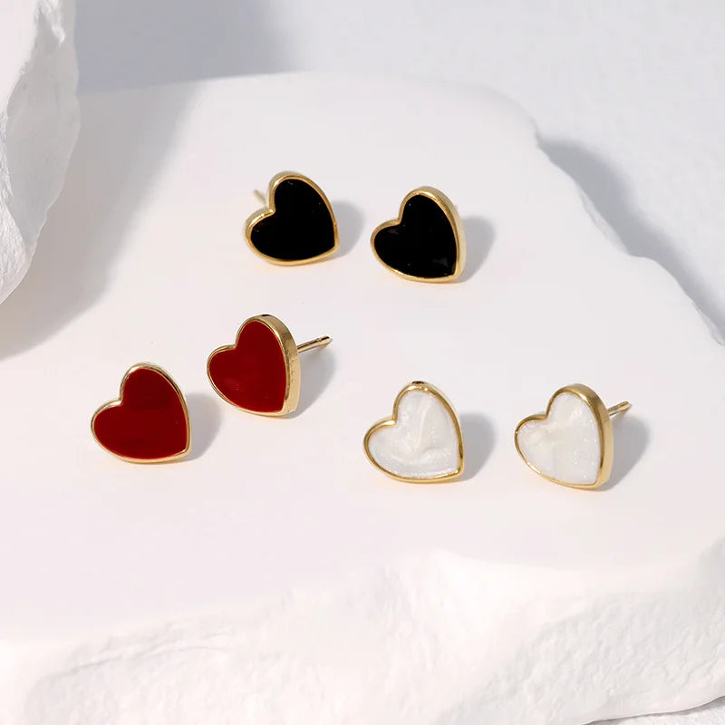Beimai OEM Stud Earrings Non-fading Gold-plated Waterproof Heart-shaped Stainless Steel Stud Earrings
