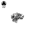 VAF Cross Crossiant Christian Ring Stainless Steel Anillos Religiosos Cristianos Flower and Vine Ring