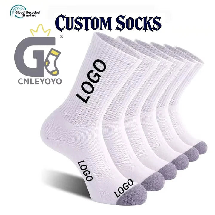 OEM Wholesale Unisex Athletic Cotton Crew Socks Custom Logo Embroidery Sporty Design Sweat Wicking for Autumn Season