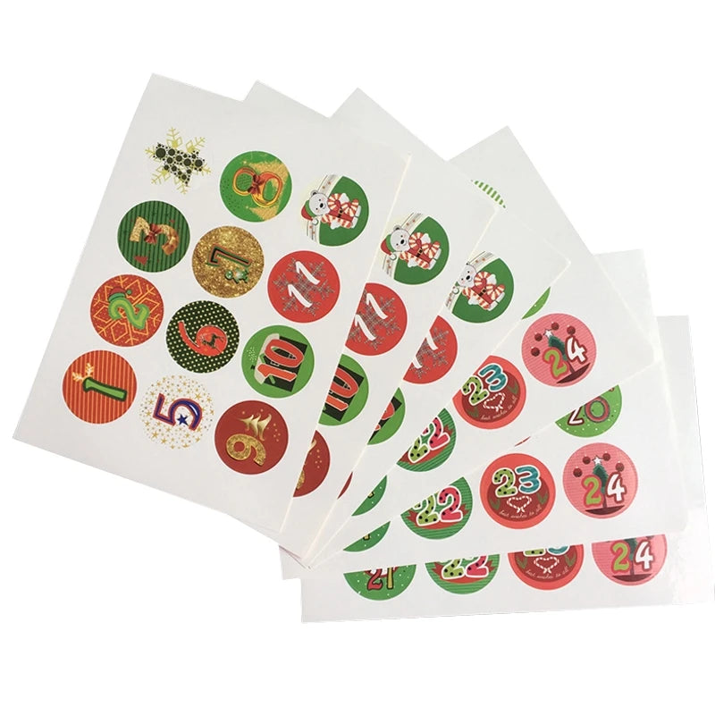 120 Pcs/pack Christmas Countdown Number Paper Seal Stickers Christmas Party Gift Sealing Stickers Decoration