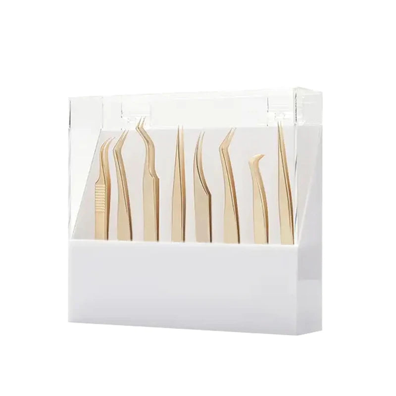 2024 New 8-Hole Acrylic Eyelash Curler Organizer Display Stand Custom Logo Eyelash Tweezer Container