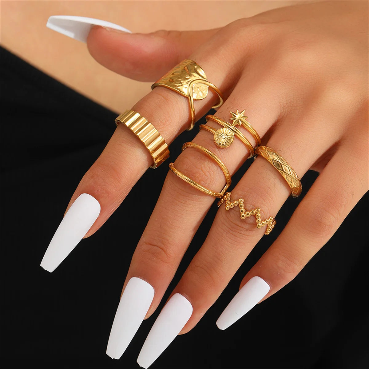 Stainless Steel Stackable Irregular Hollow Out Rings for Women Trendy Ladies Finger Rings Accessories Fashion Hand Jewelry Gifts