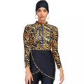 Muslim Swimwear Women Modest Patchwork Hijab Long Sleeves Sport Swimsuit 3pcs Islamic Burkinis Wear Bathing Suits