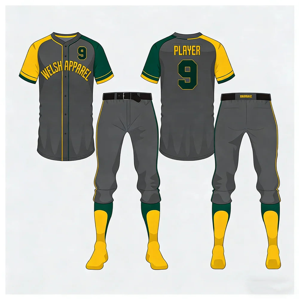 Custom Design Adult Full Kit Baseball Jerseys Uniform Sets Sublimated 100% Polyester V-neck Custom Team Name Quick Dry Plus Size