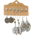 Feather Flower Charm 3 Pairs a Set Enamel Earrings Elegant Women Jewelry