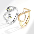 Rotating Beads Infinity Anxiety Rings for Women Anti Stress Adjustable Fidget Ring Figure 8 Infinity Anti-Anxiety Ring for Mom