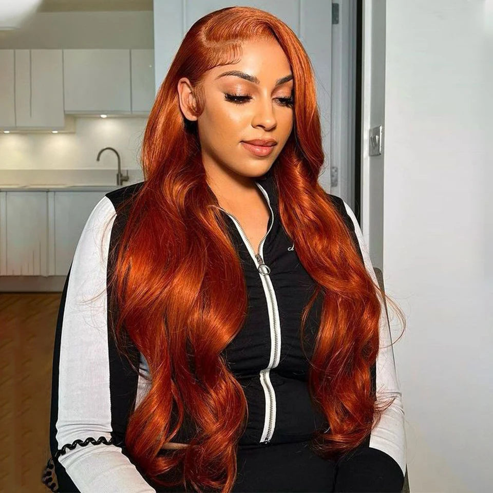 Human Hair Hot Selling Ginger Lace Front Wig Raw Vietnamese Human Hair 30 40 Inch Ginger Glueless Lace Front Wig for Black Women