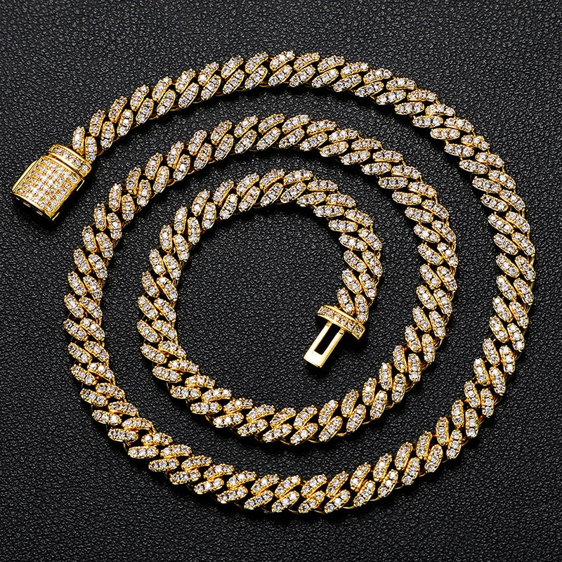 Drop Shipping Fine Jewelry Gold Plated 6mm Iced Out VVS Moissanite Diamond Miami Cuban Link Chain for Women