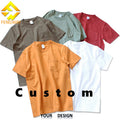 Fengway Custom 265gsm Heavyweight T-Shirts for Men 100% Cotton Short Sleeve Crew Neck Tee Top with Pocket