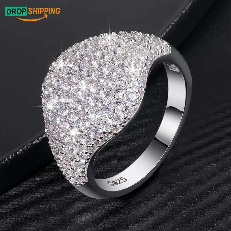 Dropshipping Anillos Fine Jewelry 925 Sterling Silver VVS Moissanite Diamond Cluster Couple Wedding Ring for Women Girls