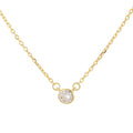 Fashion Minimalist Jewelry 925 Sterling Silver Simple Single Round Zircon Pendant Necklace Gold Plated Necklaces for Women