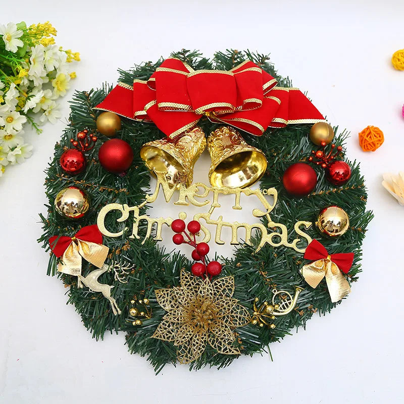 Christmas Wreath Pine Cone Red Berry Garland Hanging Ornaments Front Door Wall Merry Christmas Tree Wreath Decorations Supplies
