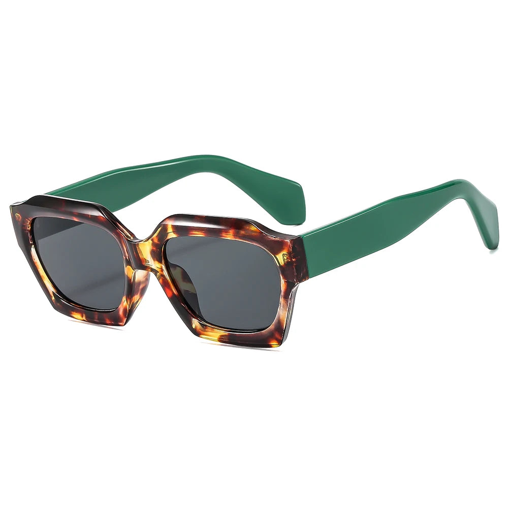 2024 New Arrival Unisex Retro Square Sunglasses Custom Brand Logo Blue PC Frame Polygonal Irregular Sun Glasses