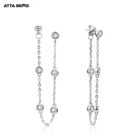 ATTA Fine Jewelry Drop Earrings D Color VVS Moissnite 925 Sterling Silver Charm Chain Design Earrings Gift for Women