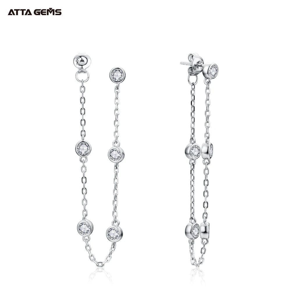ATTA Fine Jewelry Drop Earrings D Color VVS Moissnite 925 Sterling Silver Charm Chain Design Earrings Gift for Women