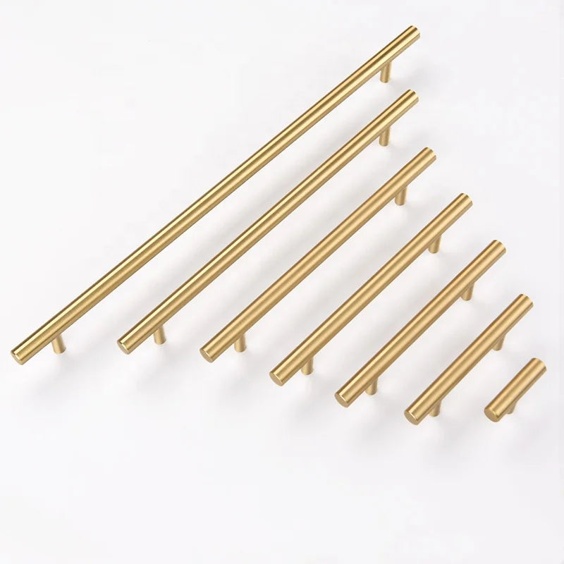 Cabinet Hardware Brushed Brass Euro Style Bar Handle Pull Wardrobe Handle