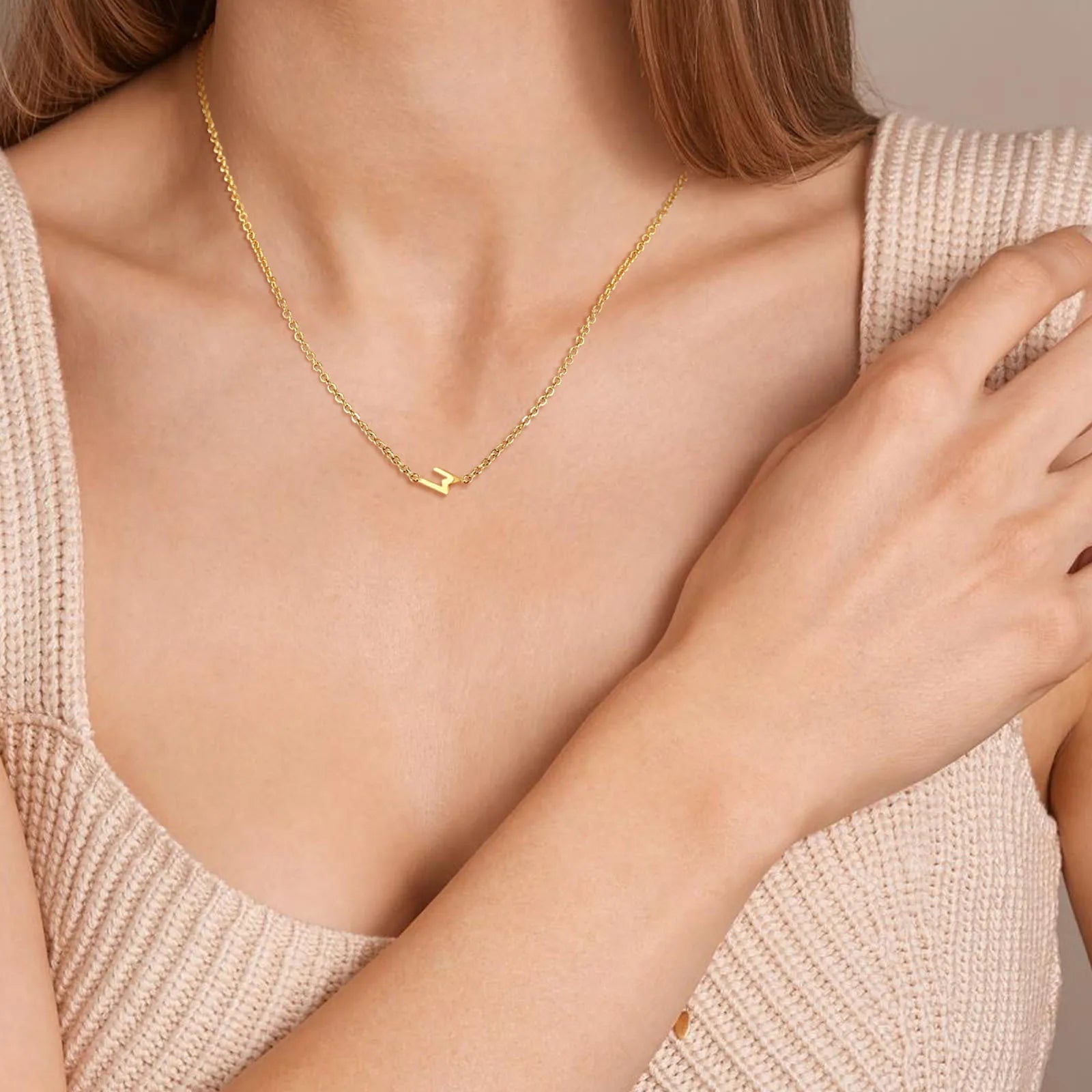 Personality Necklace Wholesale Stainless Steel Letter M Pendant Necklace Gold Women's Accessories