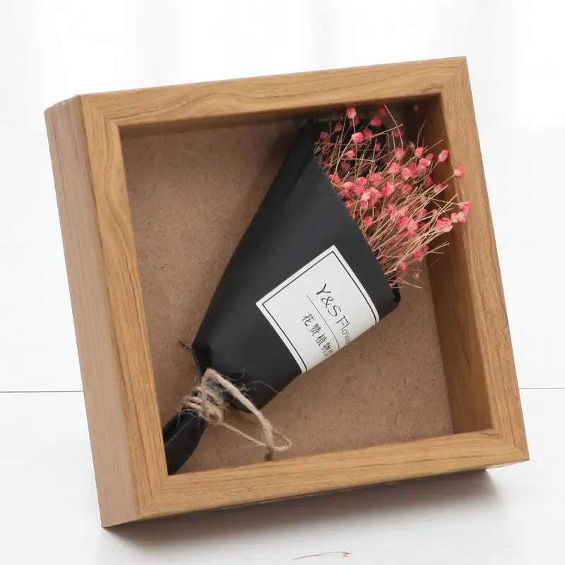 High Quality Resin Wooden Color Deep Shadow Box 3D Box Photo Frame Without Glass