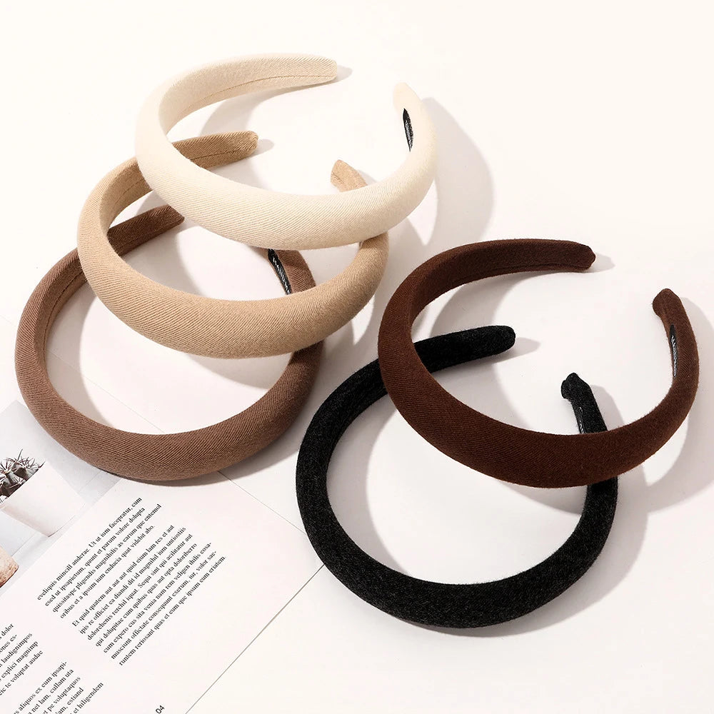 Solid Color Striped Fabric Sponge Hair Hoop Korean Wide Brim Cloth Hair Band Accessories Womens Soft Plain Headbands