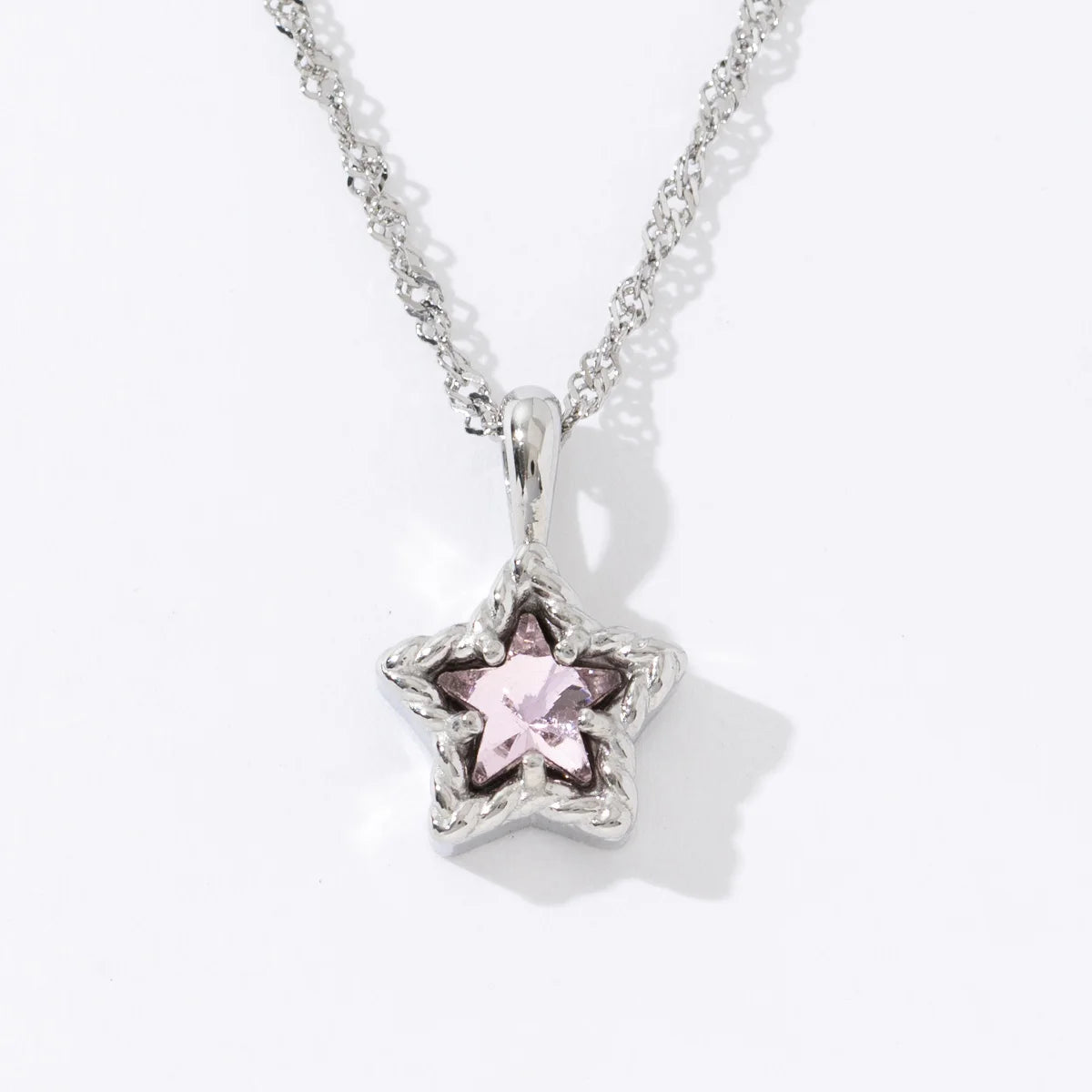 2025 New Arrival Design Silver Chain Stainless Steel Purple Zircon Star Pendant Necklace for Women