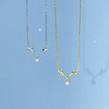 925 Silver Fashion Jewelry Christmas Antlers Elk Deerhorn Zircon Pendant Gold Plated Necklaces for Women Christmas Gifts