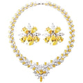 Hot Sale European and American Flower Shaped Earing and Necklace Set Jewelry for Luxury Bridal Jewelry
