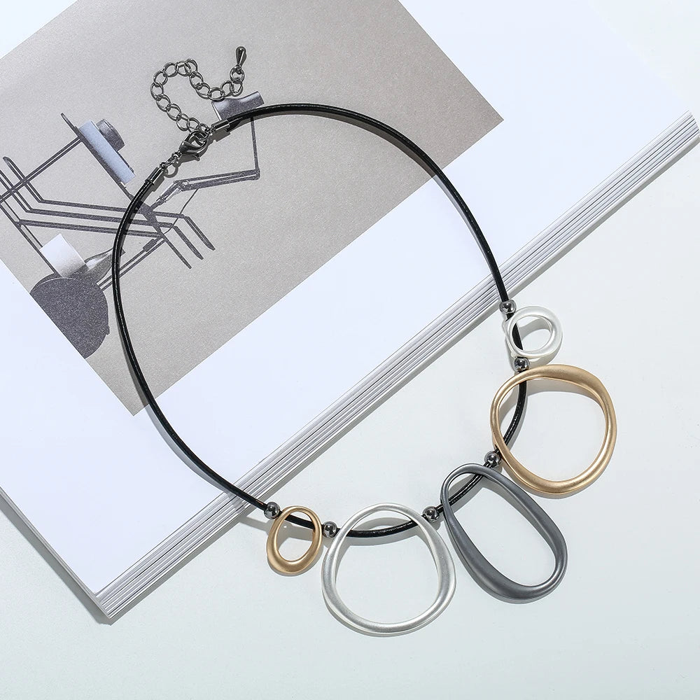 TongLing European Vintage Choker Necklace Female Irregular Geometric Short Necklace for Summer Daily Accessories
