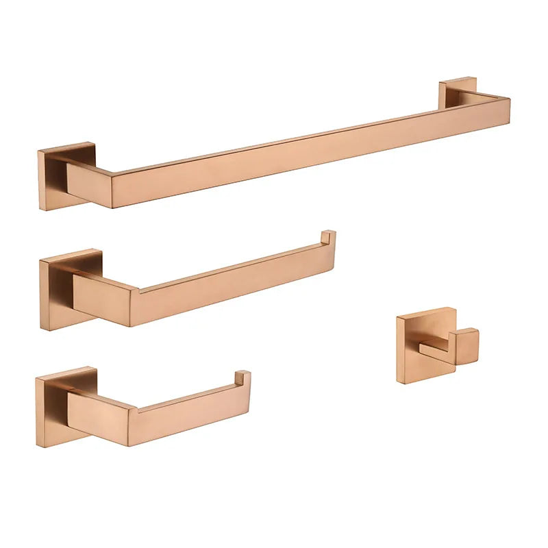 Brushed Rose Gold Bathroom Accessory Set Stainless Steel Towel Bar Set