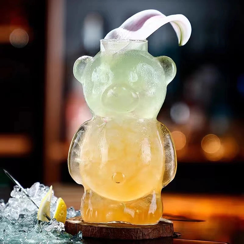 Luxury High Borosilicate Transparent Bear Shape Cocktail Glass Cup 320ml Capacity Premium Wine Glasses Glassware Holiday