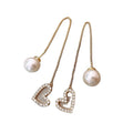 Heart Pearl Earrings Long Tassel Earrings New Copper Inlaid Zircon Exquisite Earrings