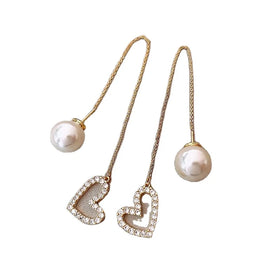 Heart Pearl Earrings Long Tassel Earrings New Copper Inlaid Zircon Exquisite Earrings