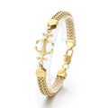 KALEN Unisex Vintage 200mm Stainless Steel Christian Cross Herringbone Chain Bracelet