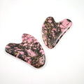 Popular Sell Rhodonite Jasper Gem Guasha Tool New Shape Good for Health Heart Guastone