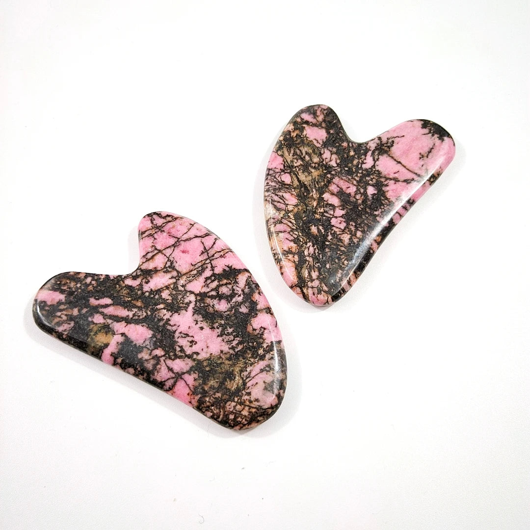 Popular Sell Rhodonite Jasper Gem Guasha Tool New Shape Good for Health Heart Guastone