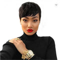 Summer Short Pixie Cut 100% Indian Human Hair Straight Lace Front Wig