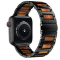 Luxury Custom Logo Chain Stainless Steel and Wood Bracelet for I Watch 38mm 40mm 42mm 44mm IWatch Band