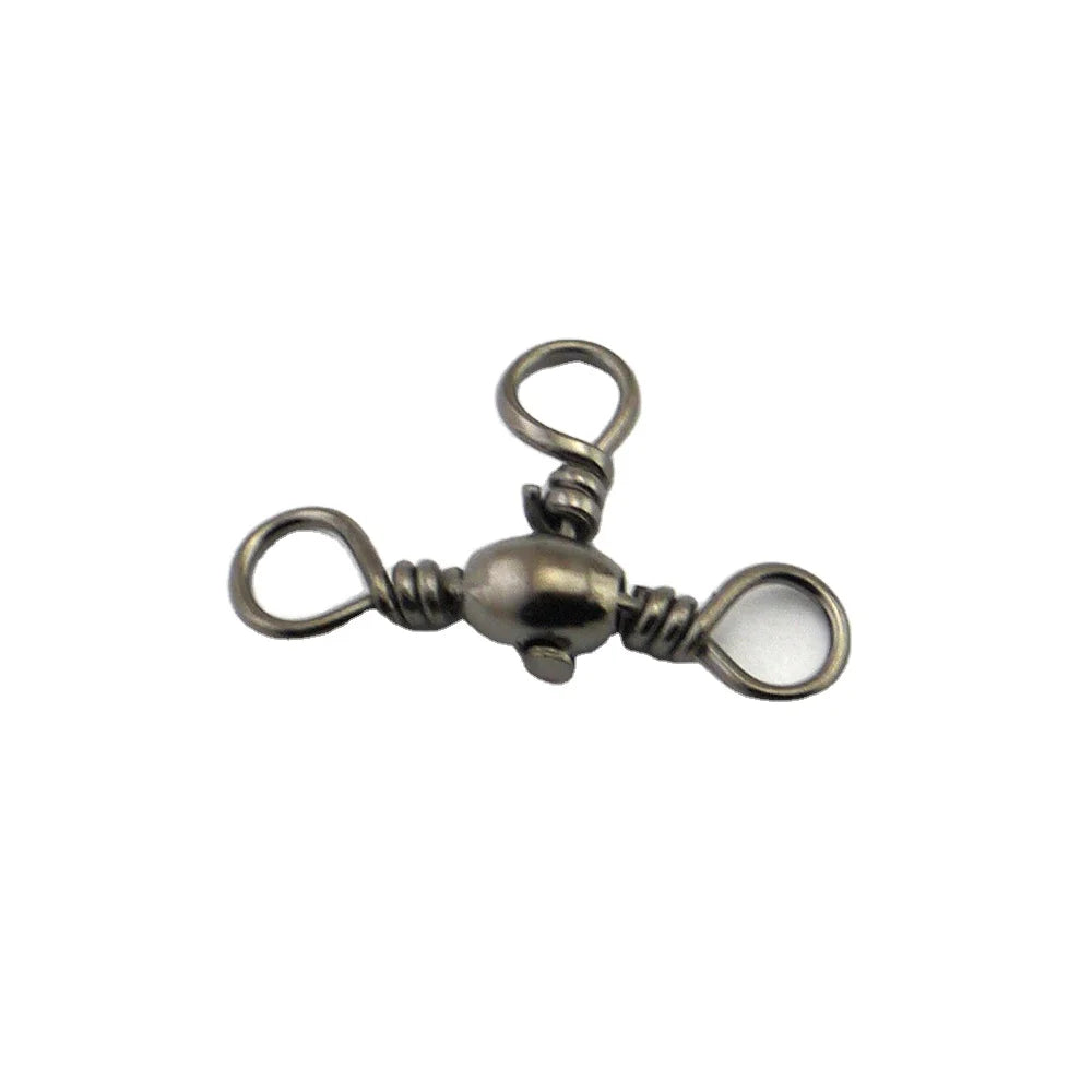 DORISEA 100pcs/pack 12#-5/0# Three-Way Fishing Connector Swivel Snap Hook Fishhook Lure Tackle Carbon Steel Black/Silver/Golden