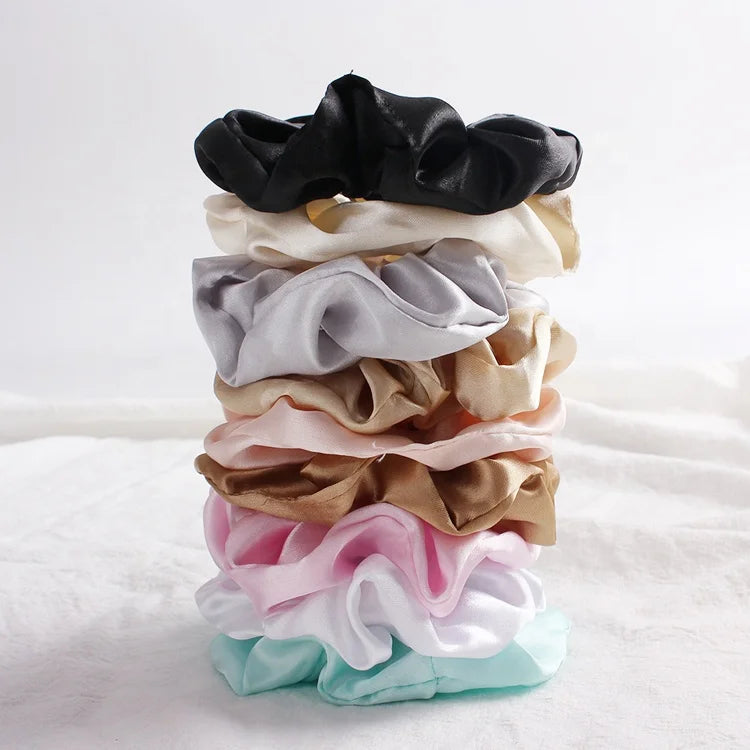 MIO Silk Satin Pure Color Stretch Satin Ribbon Headband Rubber Band Silk Crunchy Headband