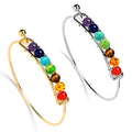 Factory Wholesale 2 Colors Healing Stone Chakra Bangles For Women Men