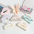 New Fashion Sweet Light Cream butterfly Leopard Lace Grab Clip with love Small Floral Hair Clip Hair Accessories