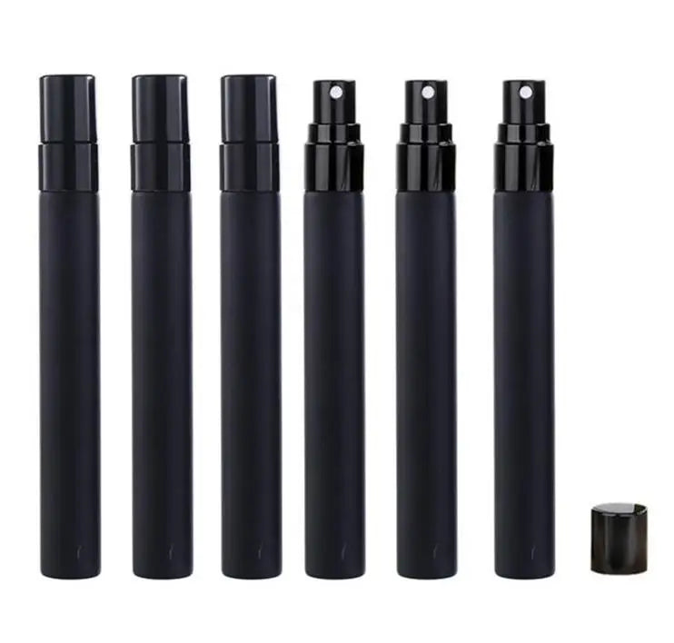 Pen Shape Tube 5ml 10ml Matte Black Glass  Perfume Bottle  Refillable Mist Spray Glass Bottle