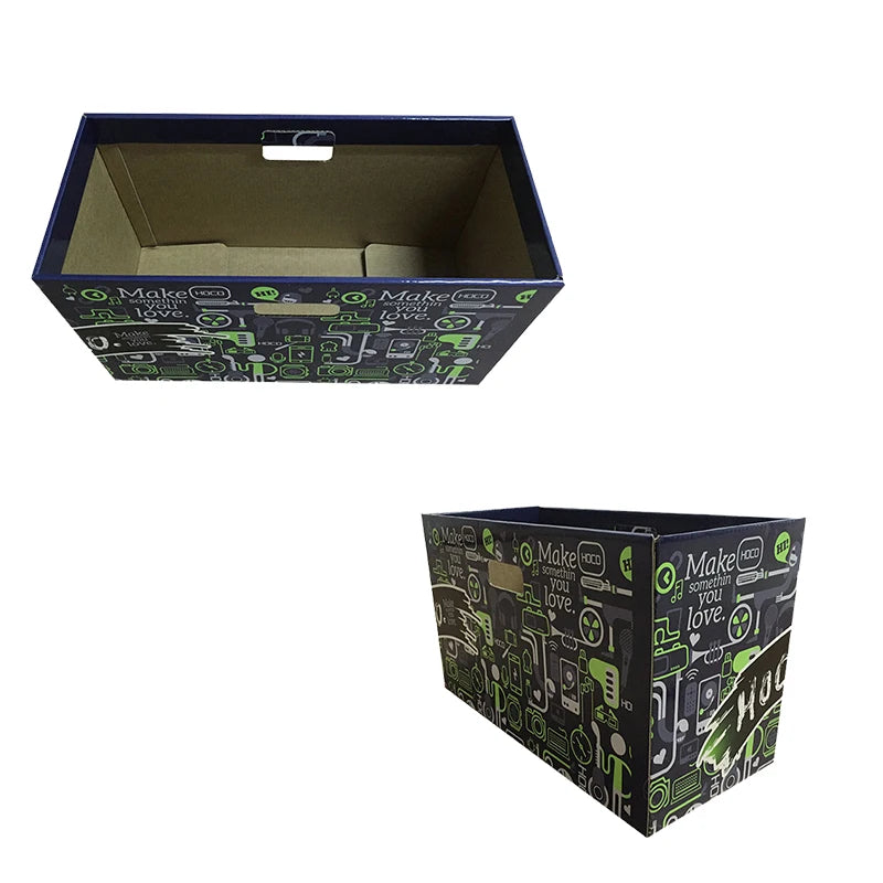 Black Large Size Custom Semi-open Corrugated Cardboard Packaging Box Lightweight Shipping Box for Ecommerce Delivery Storage