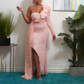 2023 Women's Wear European and American Winter African Dress Fashion New Single Shoulder Beaded Party Evening Dress