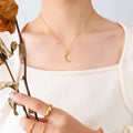 Simple Elegant 18K Gold Plated Tarnish Free Stainless Steel Crescent Moon Pendant Necklace Fashion Jewelry for Women Daily