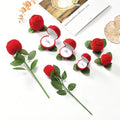 Velvet Red Rose Jewelry Box for Rings Engagement Wedding Ring Holder Ring Earrings Organizer Display Cases Jewelry Packaging Box