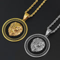 No Fade Men Lion Jewelry Stainless Steel 18k Gold Plated Black Oil Diamond Lion Head Necklace Round Iced Out Cz Animal Necklace
