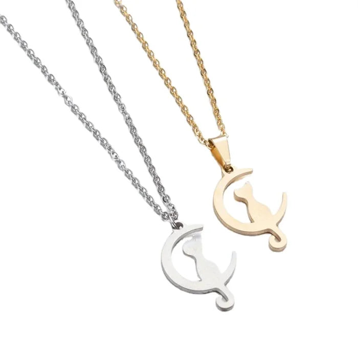 G869 Jewelry Stainless Steel Necklaces for Women Man Dolphin Arrow Cat Moon Pendant Gold and Silver Color Pendant Necklace