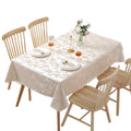 Custom Dinging  White Rectangular Waterproof  Danask Plastic Table Cloths With Lace for Party Decorative